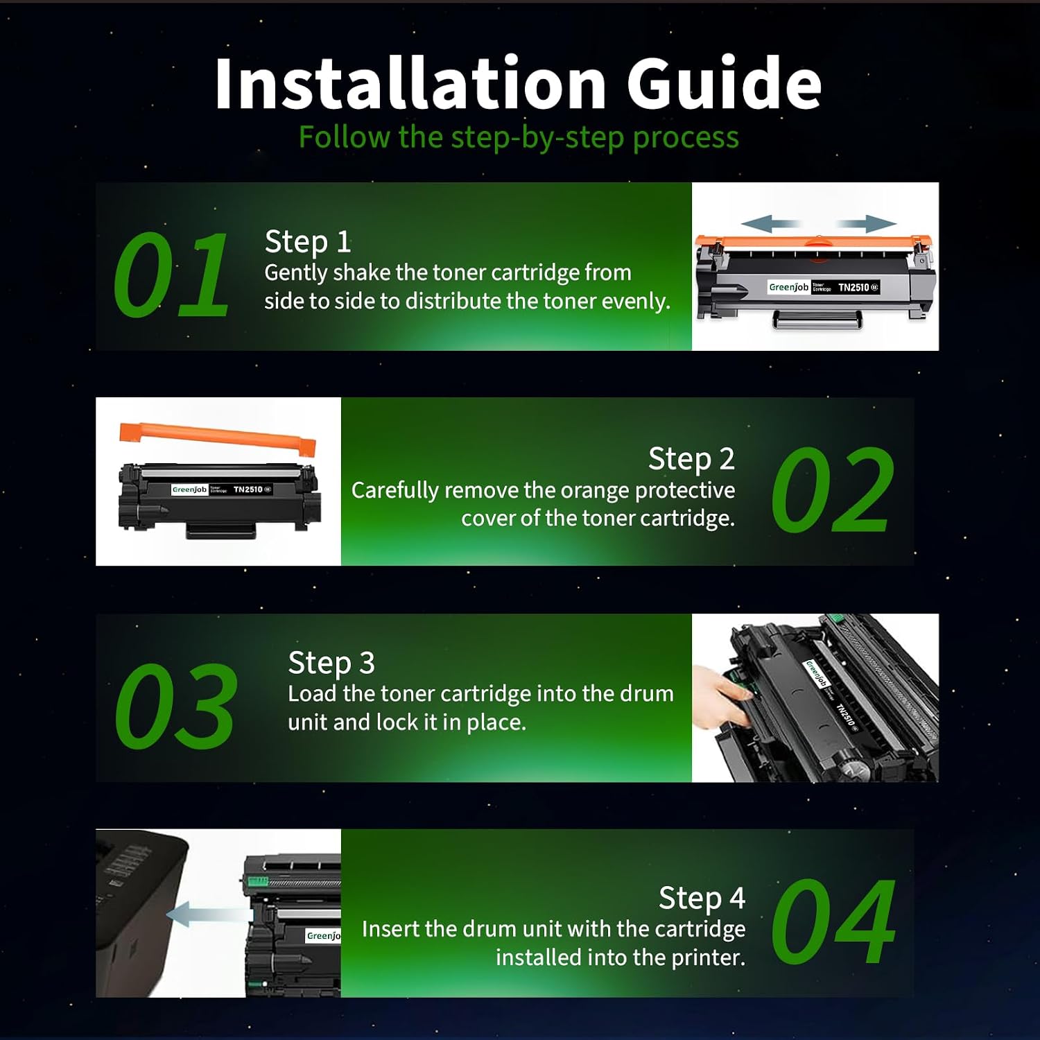 Thumbnail 5 de Greenjob TN2510 TN-2510 compatible toner cartridge (TN2510XL/TN-2510XL) for Brother laser printers