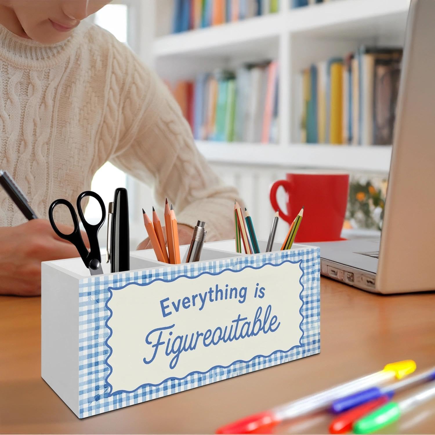 Thumbnail 3 de LIANGEAGOM Wooden Desk Organizer
