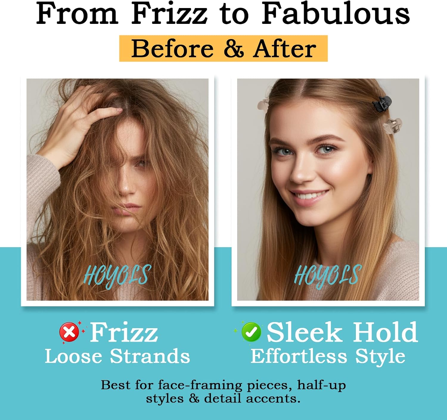 Thumbnail 5 de HOYOLS lot de 35 mini barrettes griffes anti-dérapantes pour cheveux fins et franges
