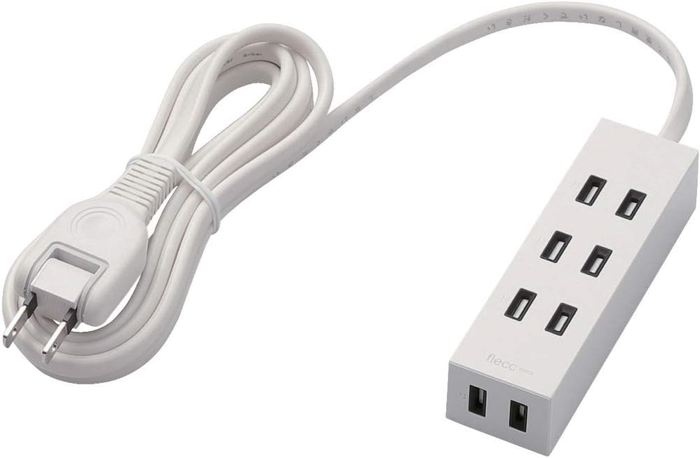 Detalle de エレコム T-NFL01-2420WH flecc barra 電源タップ 4個口・2.0m ホワイト
