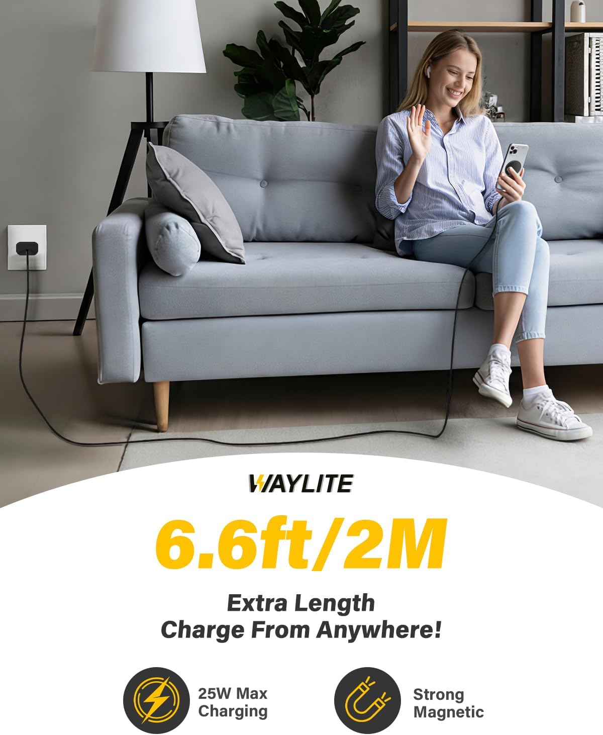 Detalle 2 de 25W Magnetic Wireless Charger (2-Pack) with 6FT Cable — Ultra-Slim, Portable MagSafe Charging for iPhone, AirPods, Galaxy, Pixel