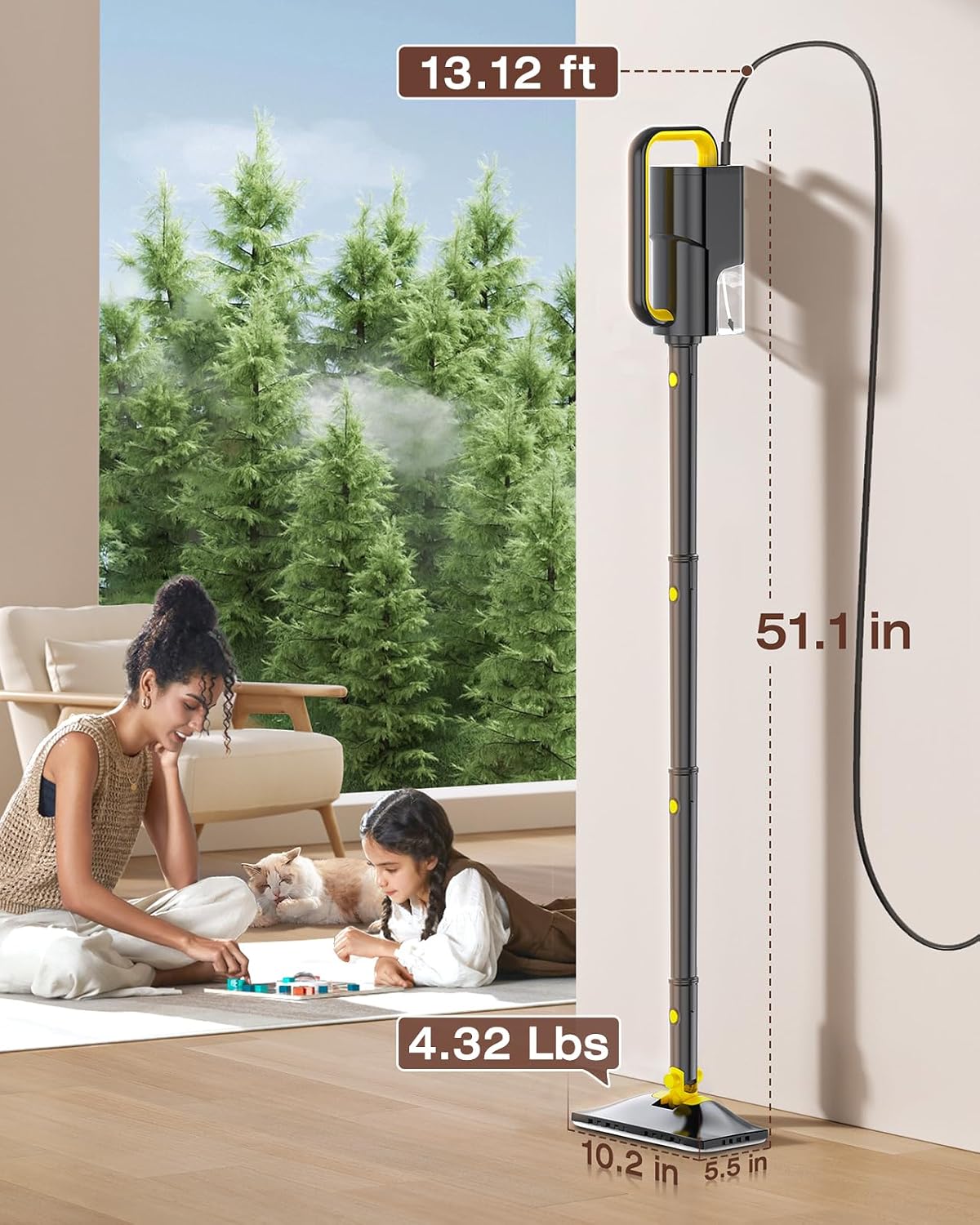 Thumbnail 1 de 10-in-1 Steam Mop with Detachable Handheld Steamer (350ml Tank, 10s Heat-Up, 248°F) for Floors, Carpets, Tiles, BBQ Grills and More
