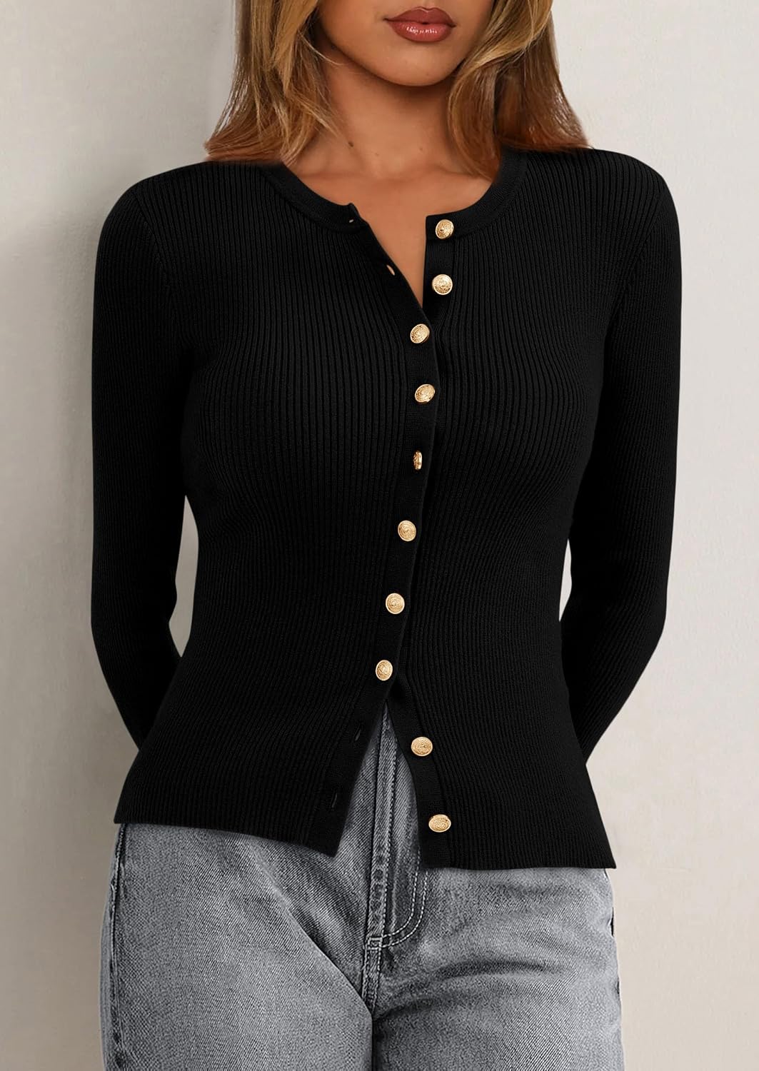 Detalle 2 de PRETTYGARDEN 2026 Ribbed Button-Up Cardigan Sweater