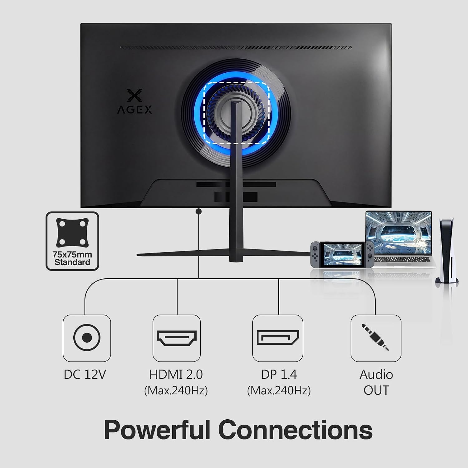 Detalle de X AGEX 24 Inch 240Hz Gaming Monitor – IPS, 1ms MPRT, Full HD