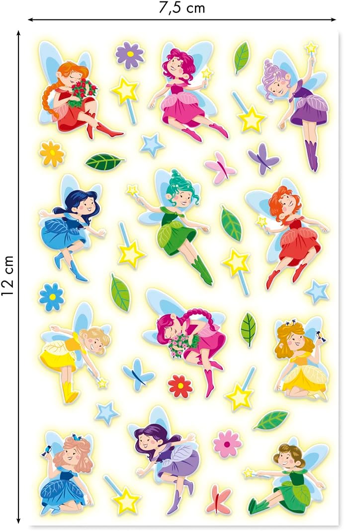 Thumbnail 1 de MY MANDARINE CY166Cpack – GOMMETTES 3D Cooky phosphorescentes, lot de 10 planches 12x8 cm, 360 stickers