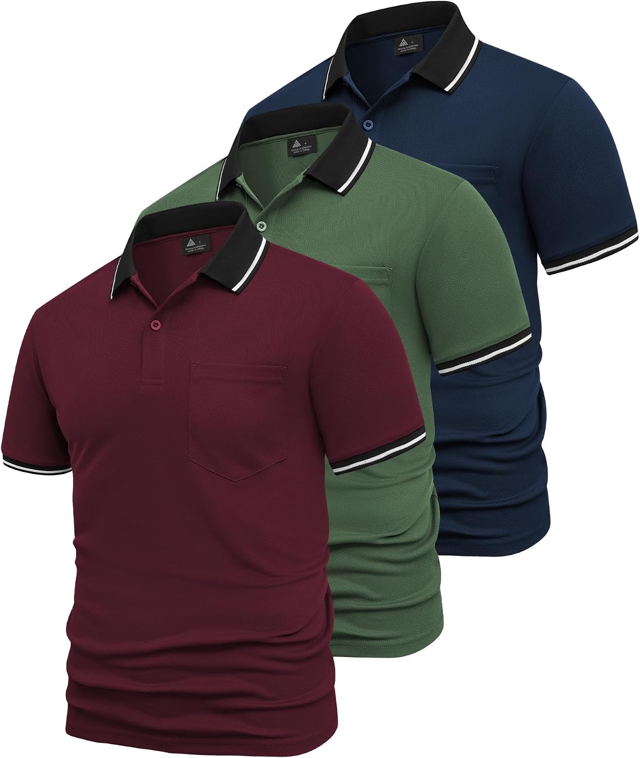 Detalle de SwissWell 3 Pezzi Polo Uomo Manica Corta Traspirante: comfort e stile per sport e tempo libero