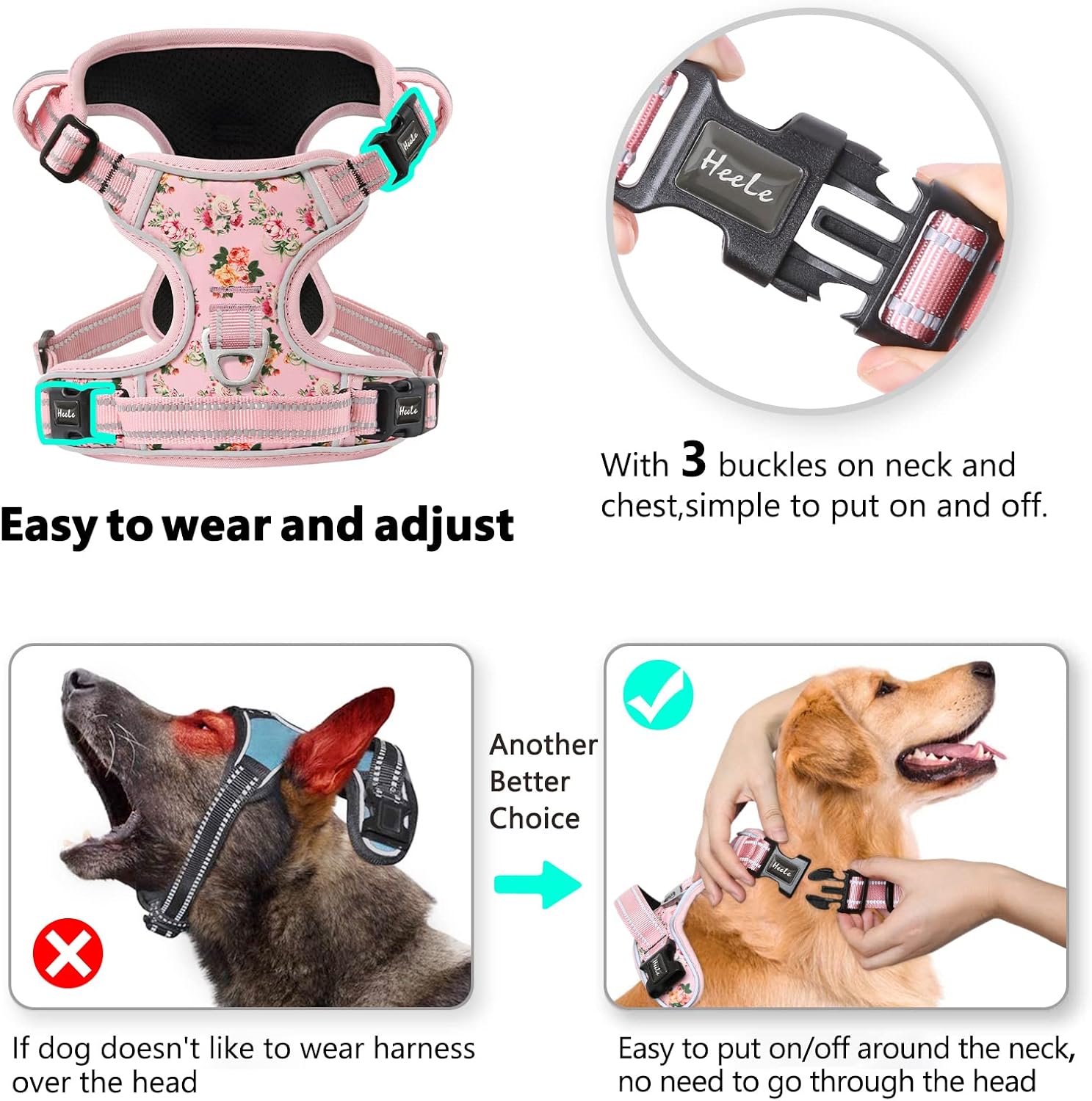 Thumbnail 5 de HEELE Dog Harness Anti‑Pull XL with Padded Handle