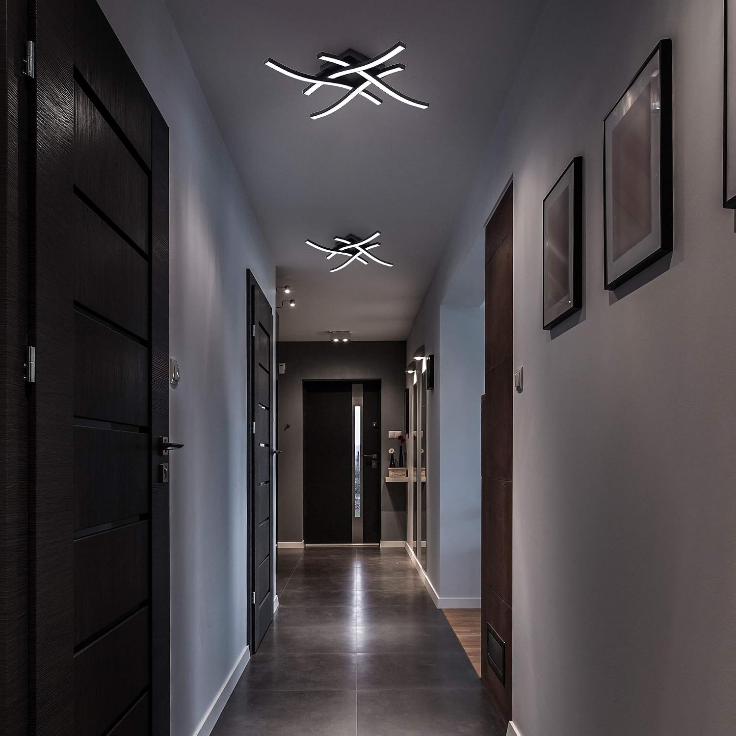 Detalle de B.K.Licht zakrzywiona lampa sufitowa LED, 4-punktowa, 20 W, 2000 lm
