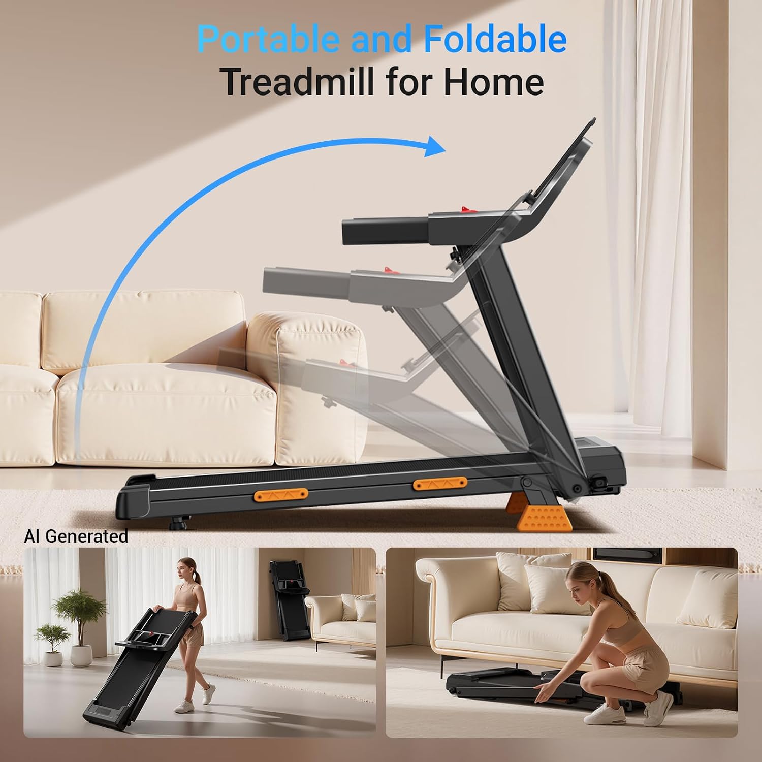 Thumbnail 5 de LONTEK Folding Treadmill, 18% Manual Incline