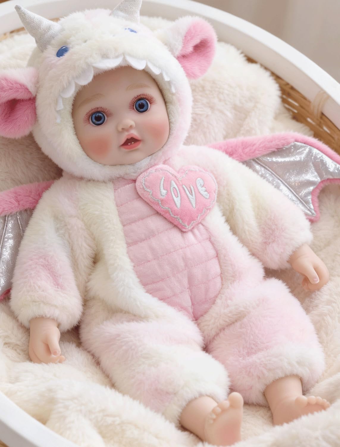 Detalle de Cloveray Drayla 18-inch Realistic Soft Body Baby Doll with Dragon Outfit — Lil’ Lovable Companion for Play and Collecting