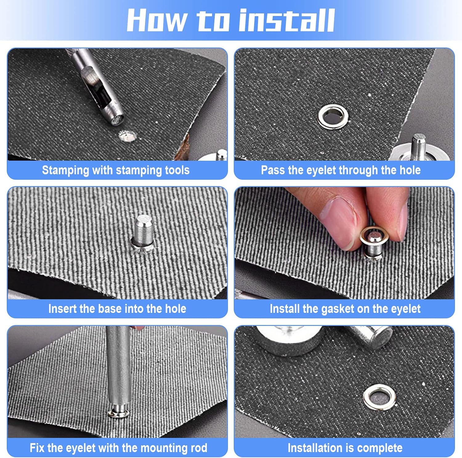 Thumbnail 6 de Occhiello Strumento Kit 200 Occhielli Grommet 5 mm con 200 Rondelle e 3 Attrezzi – tutto in una scatola di stoccaggio