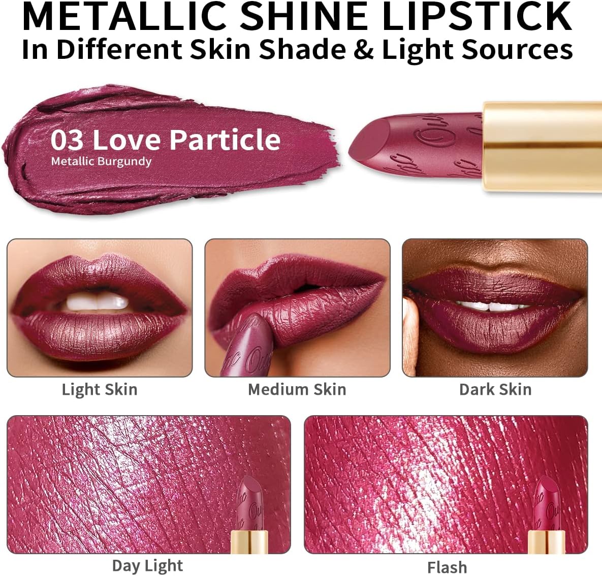 Thumbnail 2 de Oulac Rossetto Metallizzato Lucido Rosso 03 Love Particle – glitter perlato, senza profumo, vegan