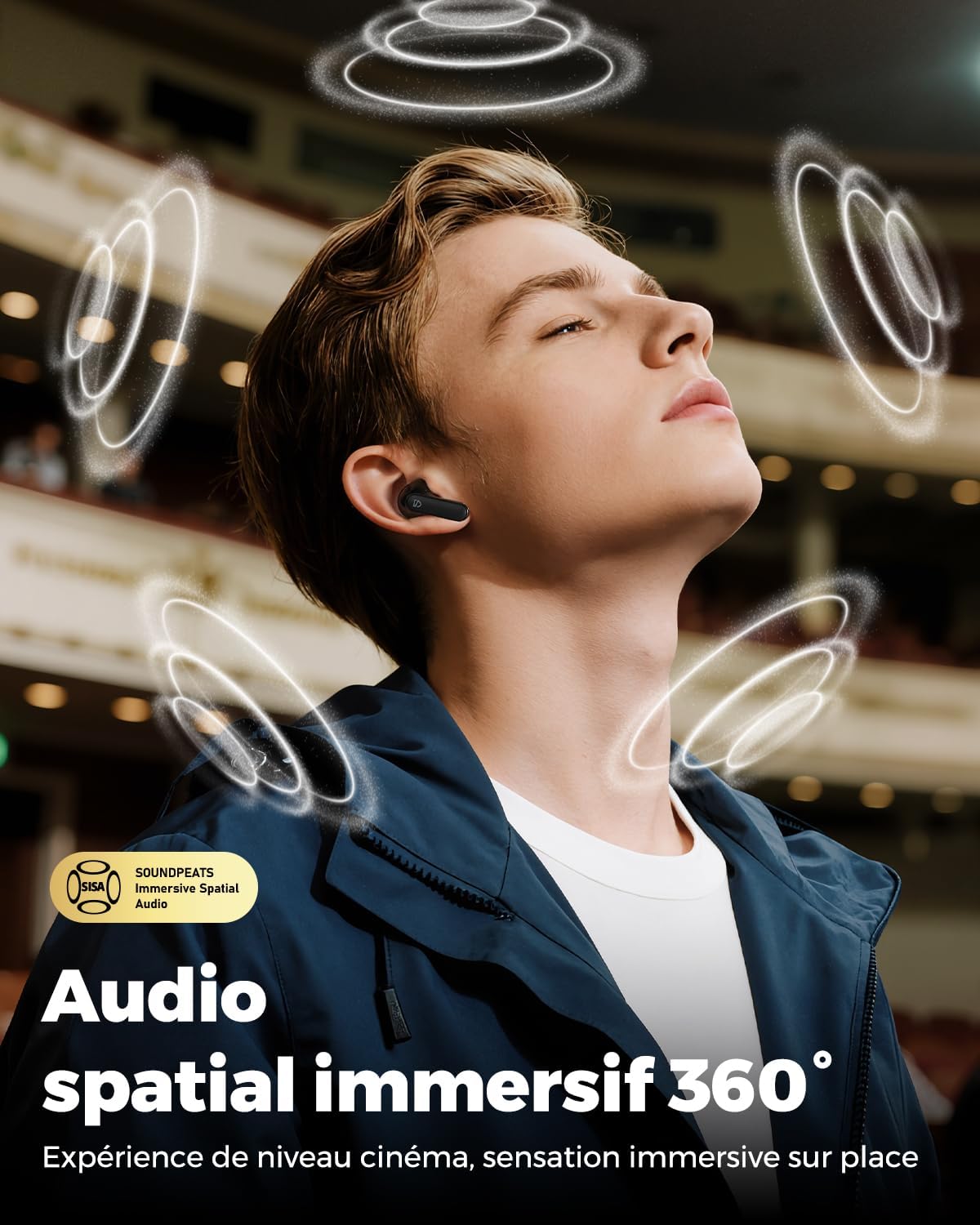 Detalle de SoundPEATS Q3 Pro : Écouteurs ANC Bluetooth 38 dB, 42 h d’autonomie, IA multi-mic et mode jeu ultra réactif