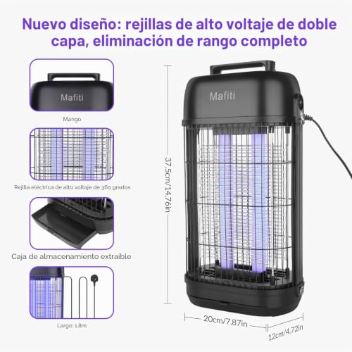 Detalle de Mafiti Matamoscas Eléctrico con Luz UV 20W | Trampa interior eficaz para moscas y otros insectos