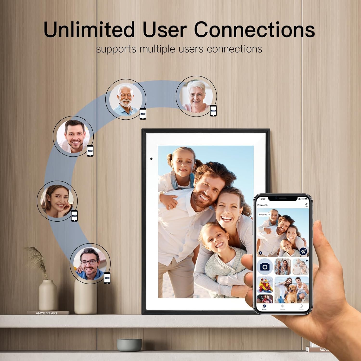 Thumbnail 5 de Humblestead 10.1 Inch WiFi Digital Picture Frame (32GB) with Touchscreen, Aimor App Sharing – White