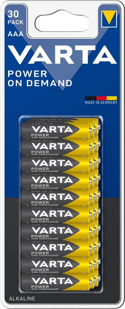 Detalle de VARTA AAA Power on Demand – confezione da 30, batterie alcaline 1,5 V, Made in Germany