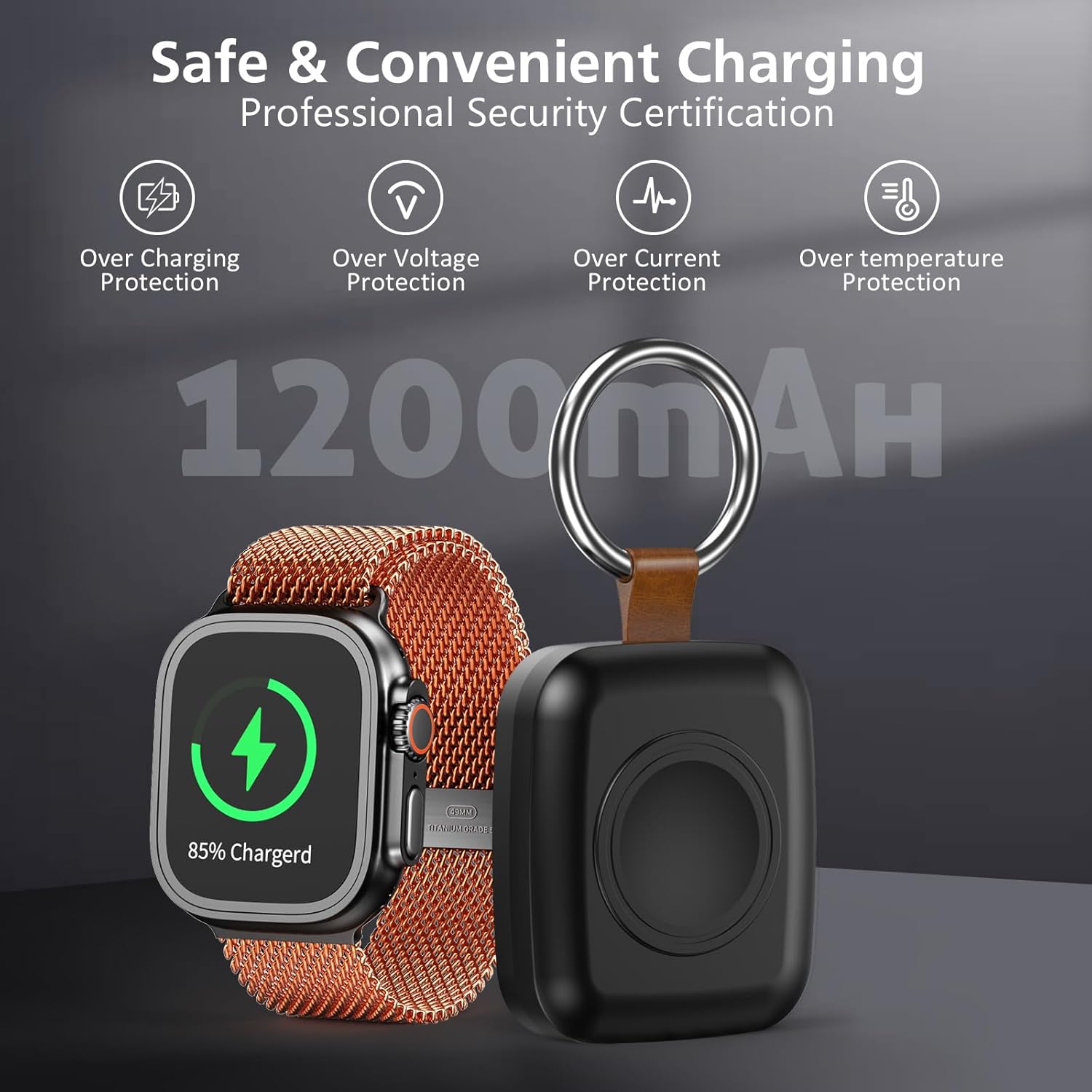Thumbnail 2 de ACEQINGSE Portable Wireless Charger for Apple Watch (1200mAh) – Magnetic power bank for Apple Watch Series 10–1, SE, Ultra/Ultra 2 (Black)