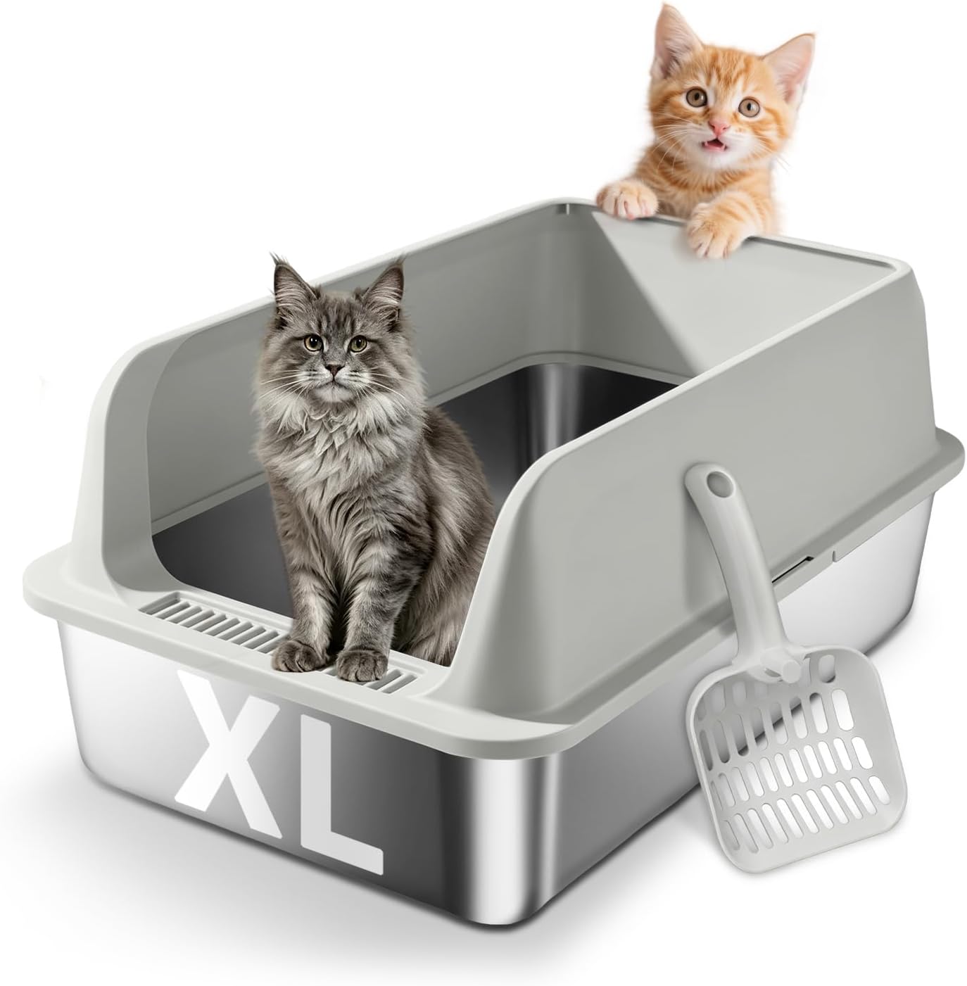 Detalle de Camvivid Cam-OTCLBox-XL-2-4 Stainless Steel Cat Litter Box, X-Large Gray