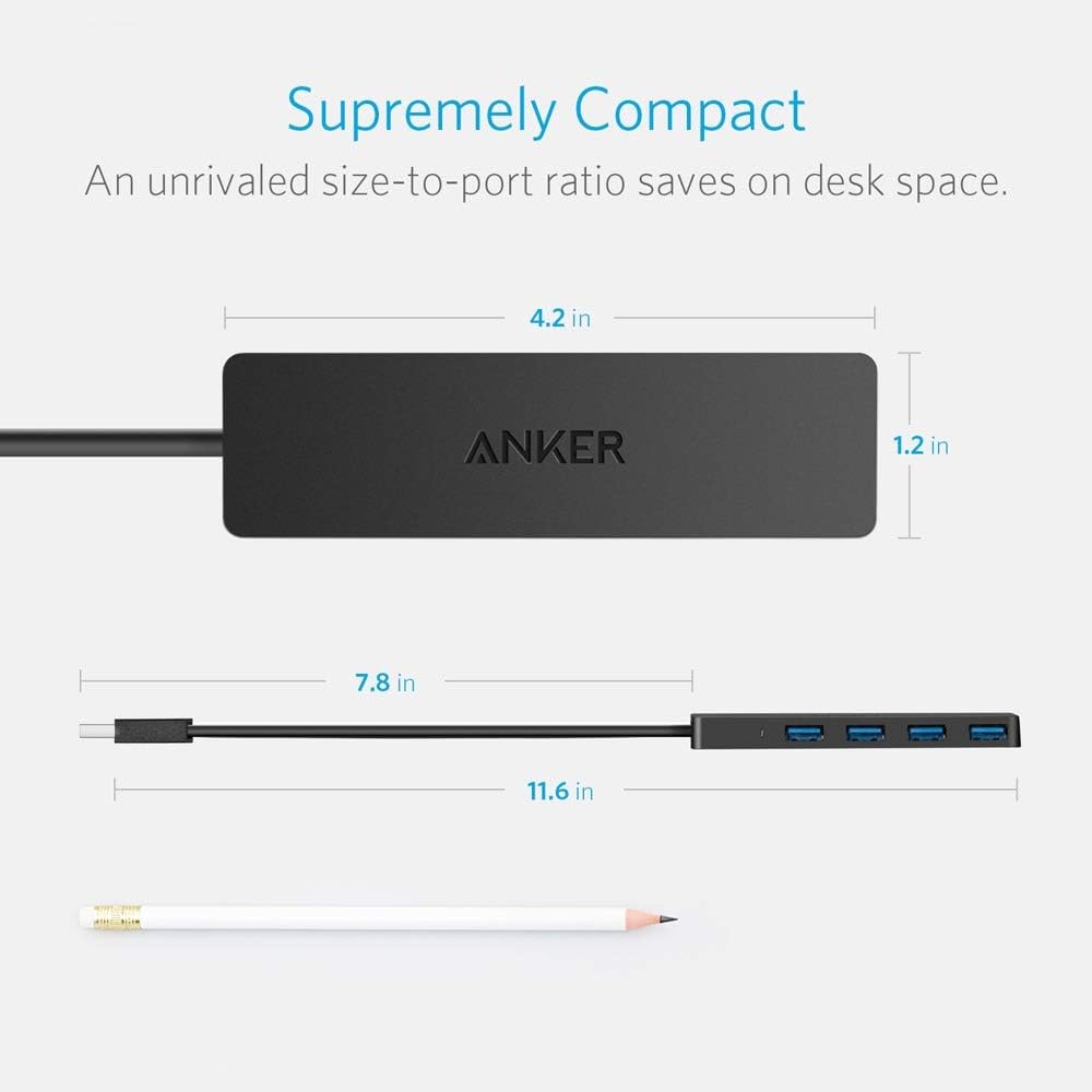 Thumbnail 5 de Anker 4-Port USB 3.0 Ultra Slim Data Hub, 5Gbps, Black Metal