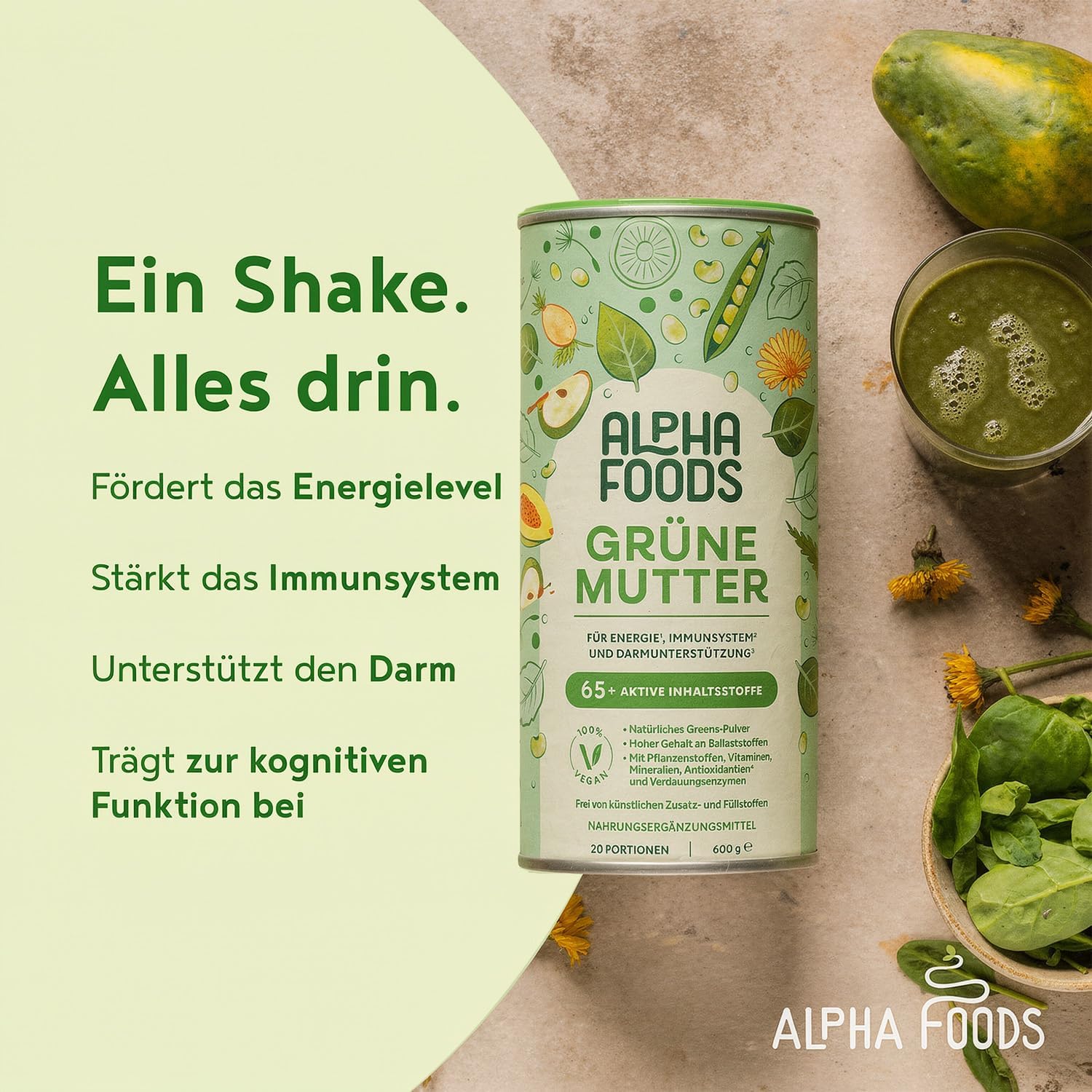 Detalle de Grüne Mutter 2.0 Greens Shake Pulver 600 g