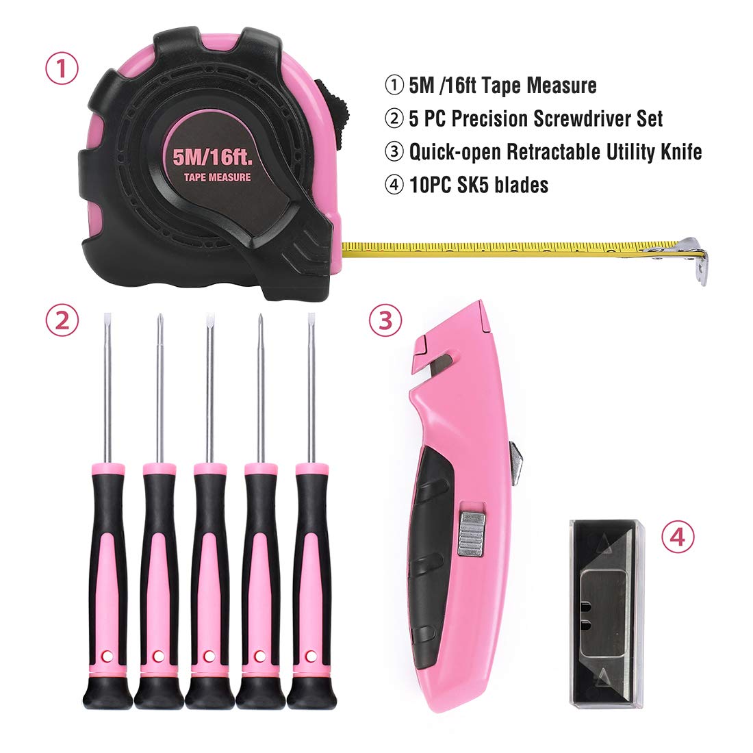 Thumbnail 3 de WORKPRO Set Porta Attrezzi da 103 pezzi per uso domestico (borsa portatile in rosa)