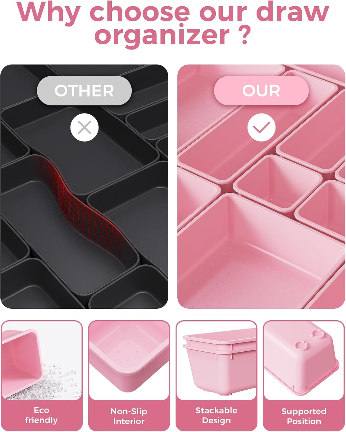Detalle 1 de BiuLeon Drawer Organizer Set, Plastic
