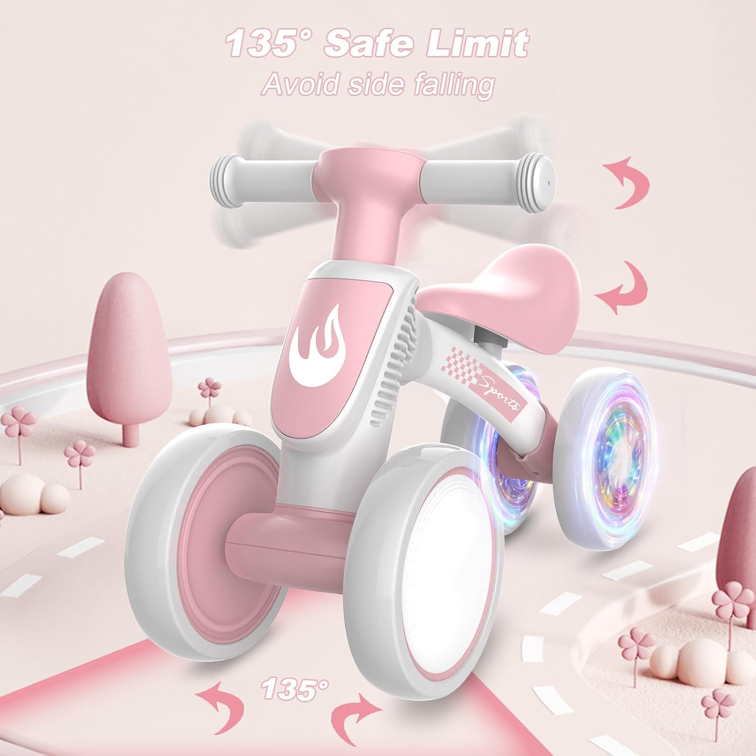 Thumbnail 2 de WETIFY Colorful Lighting Baby Balance Bike — 10-36 Months, No Pedal, Soft Seat, 4 Silent Wheels