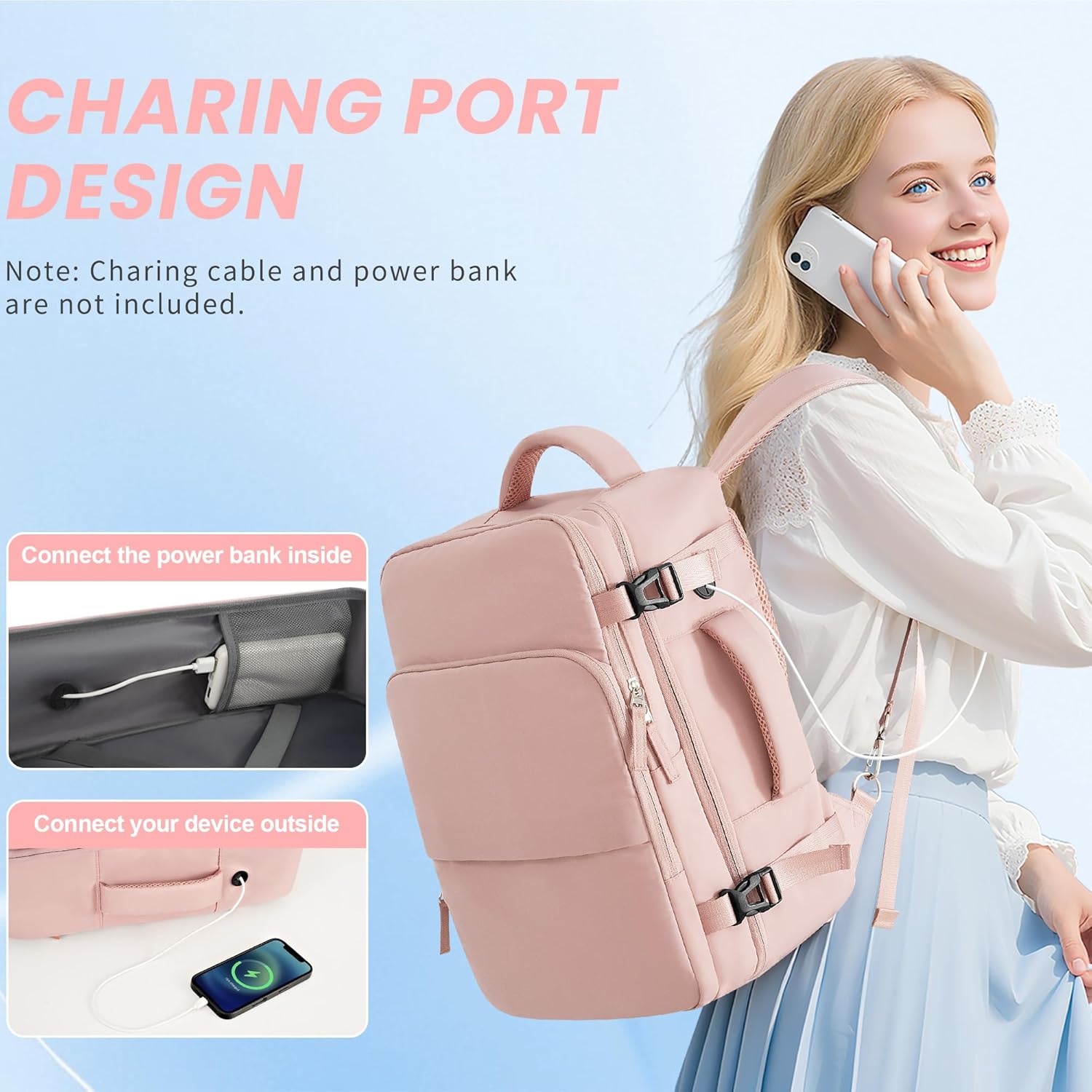 Detalle 2 de Sinaliy Travel Backpack Flight-Approved Carry-On
