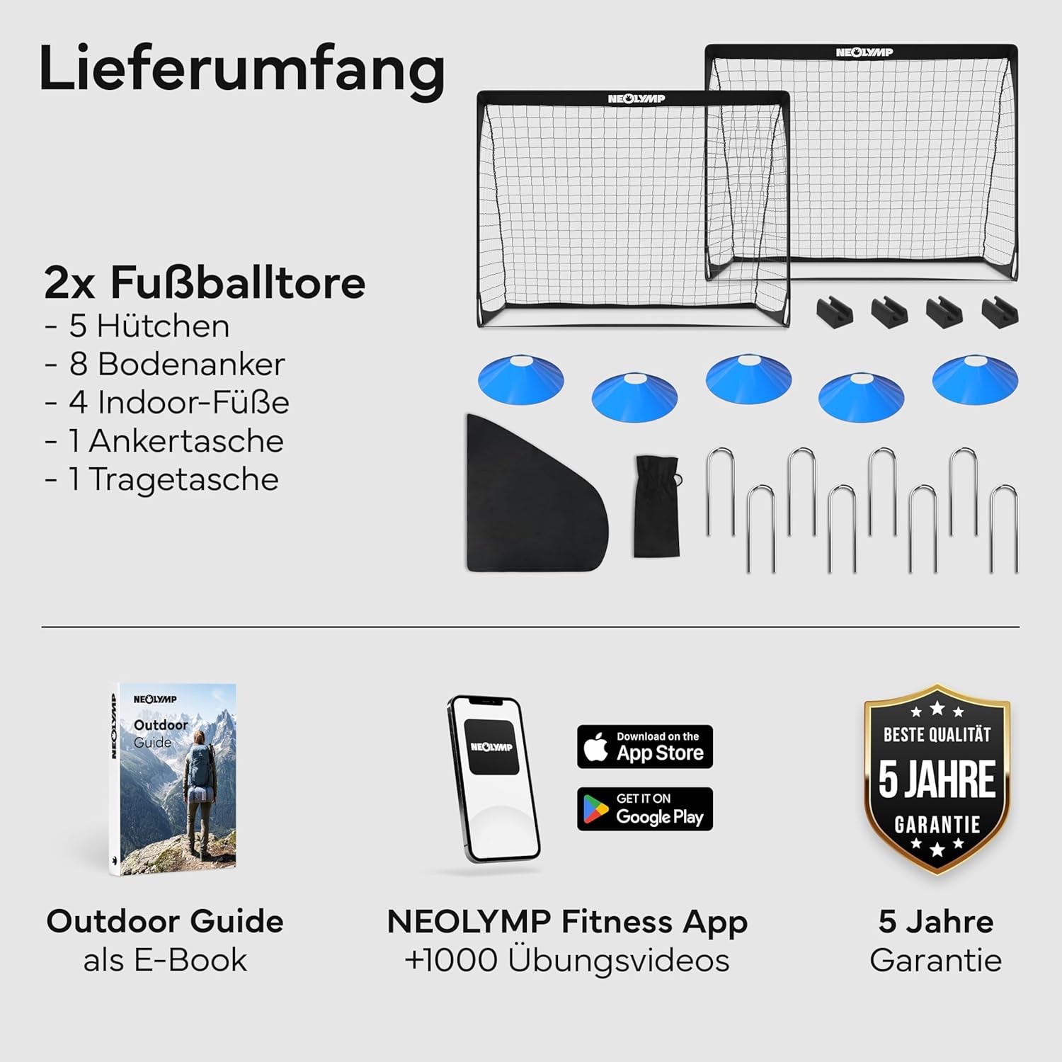Detalle de NEOLYMP Fußballtor Kinder Set – Faltbare Tore für Garten & Outdoor