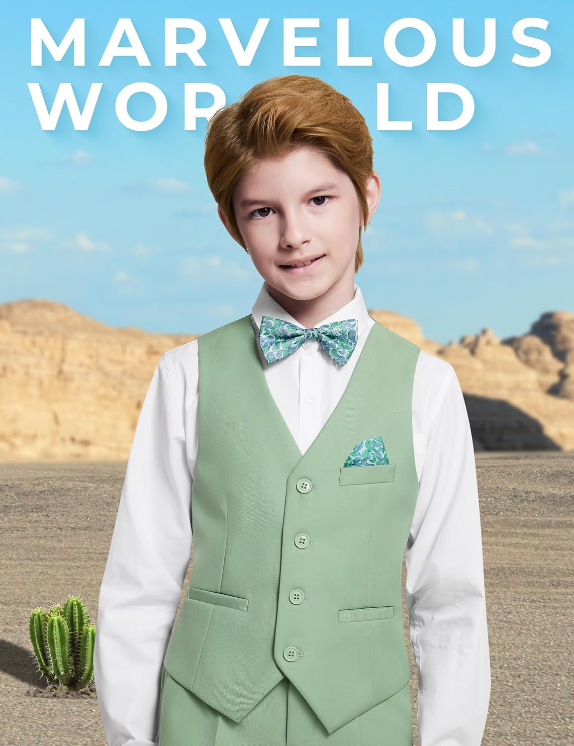 Detalle de Marvelous World Boys' Slim Fit Suit Set