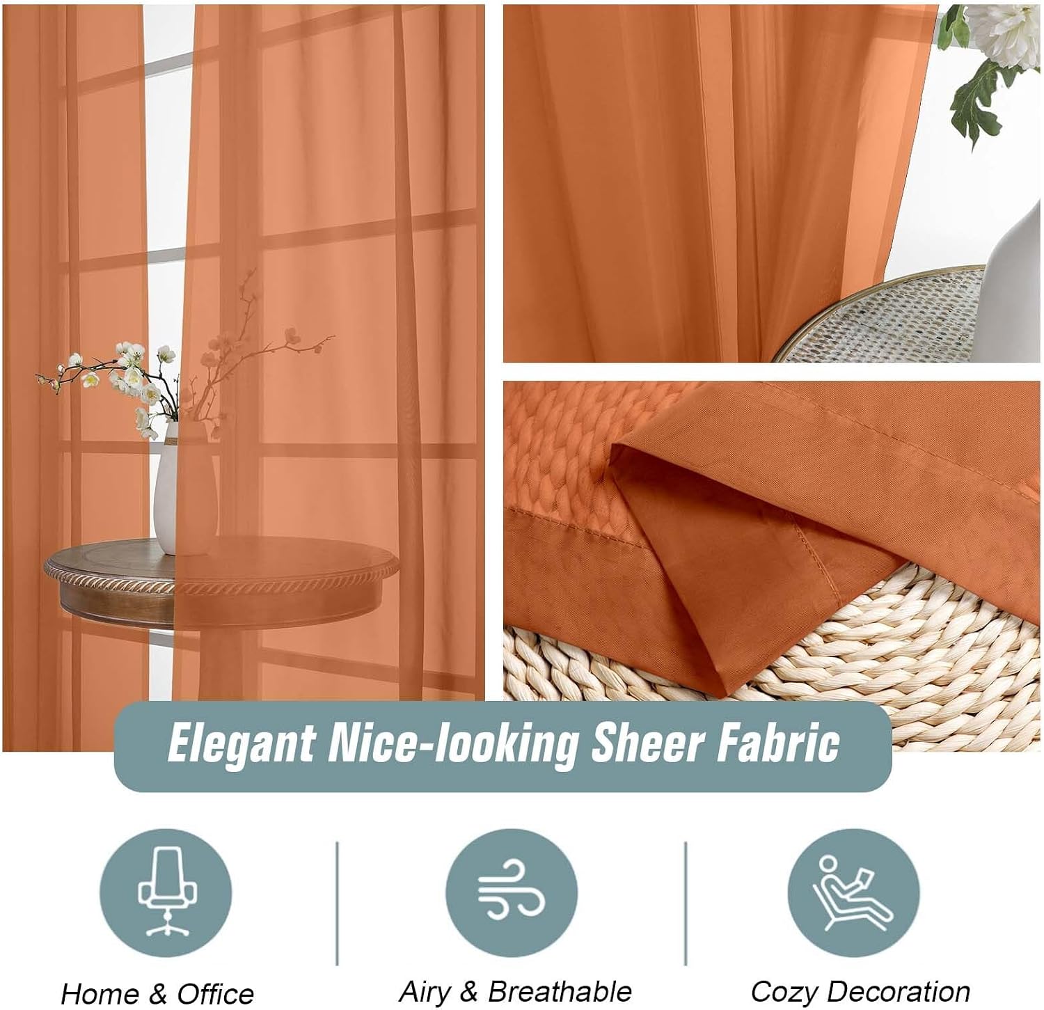 Detalle de Ebesto Sheer Curtains 90 Inches