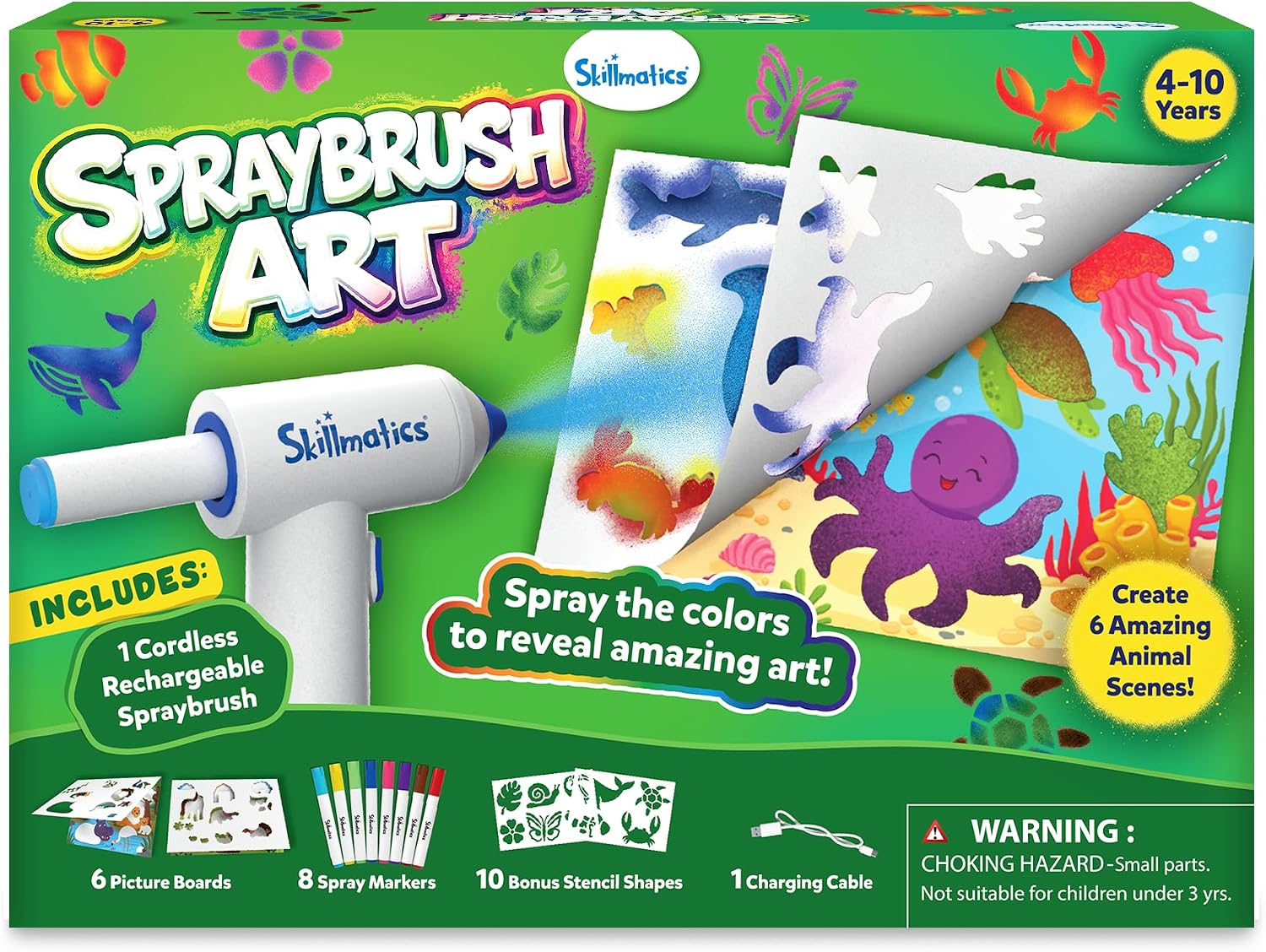 Detalle de Skillmatics Spraybrush Art – Magical Reveal Animal Spray Art Kit