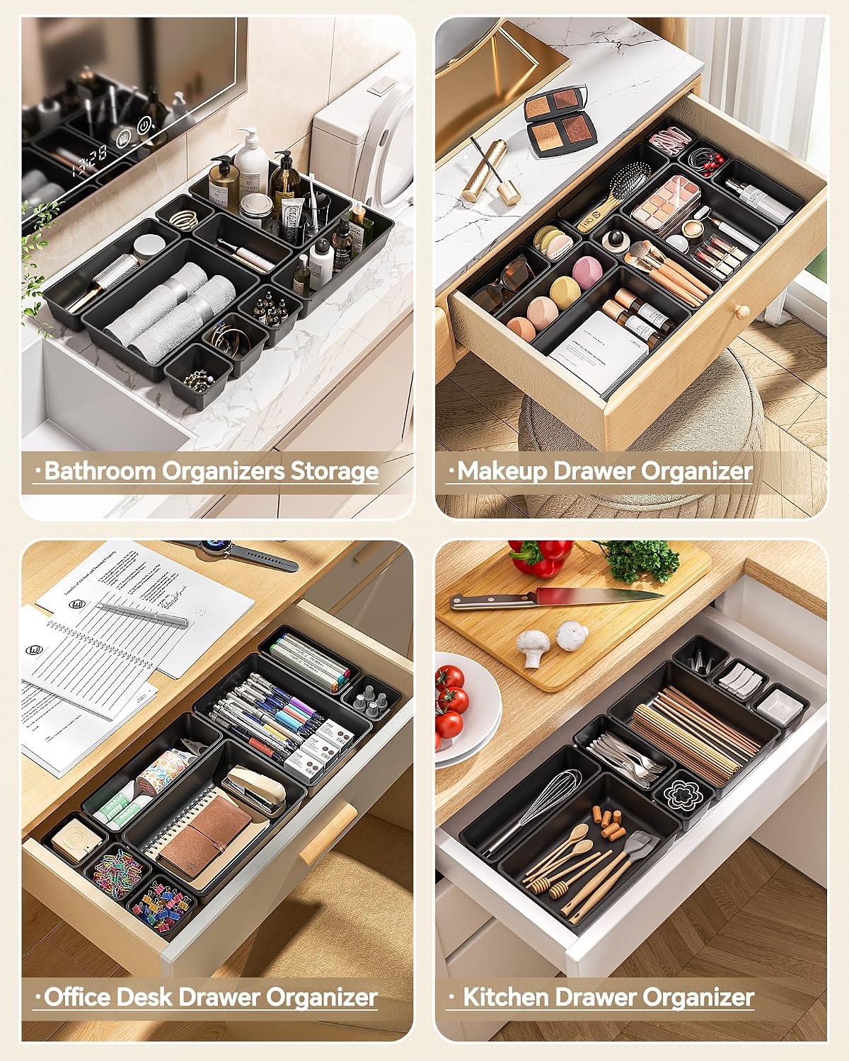 Detalle de KEMETHY Drawer Organizer Bins, 4 Sizes