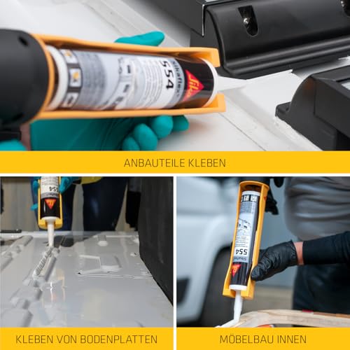 Detalle 2 de Sikaflex-554 Montageklebstoff Schwarz 300 ml – Vielseitiger Konstruktionsklebstoff von SIKA