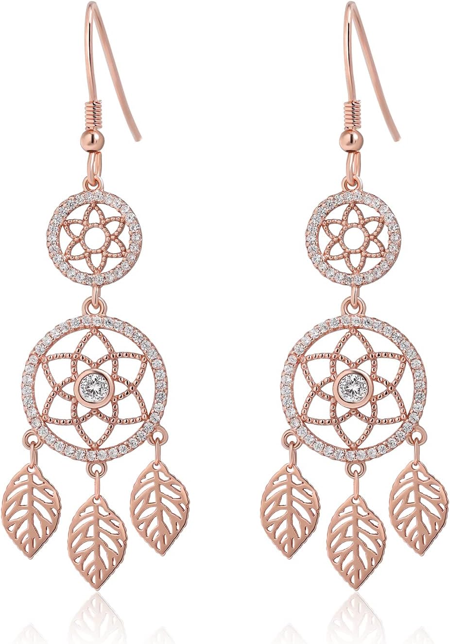 Detalle de Meissa Boucles d'Oreilles Pendantes Argent 925 - Or Rose, fait main