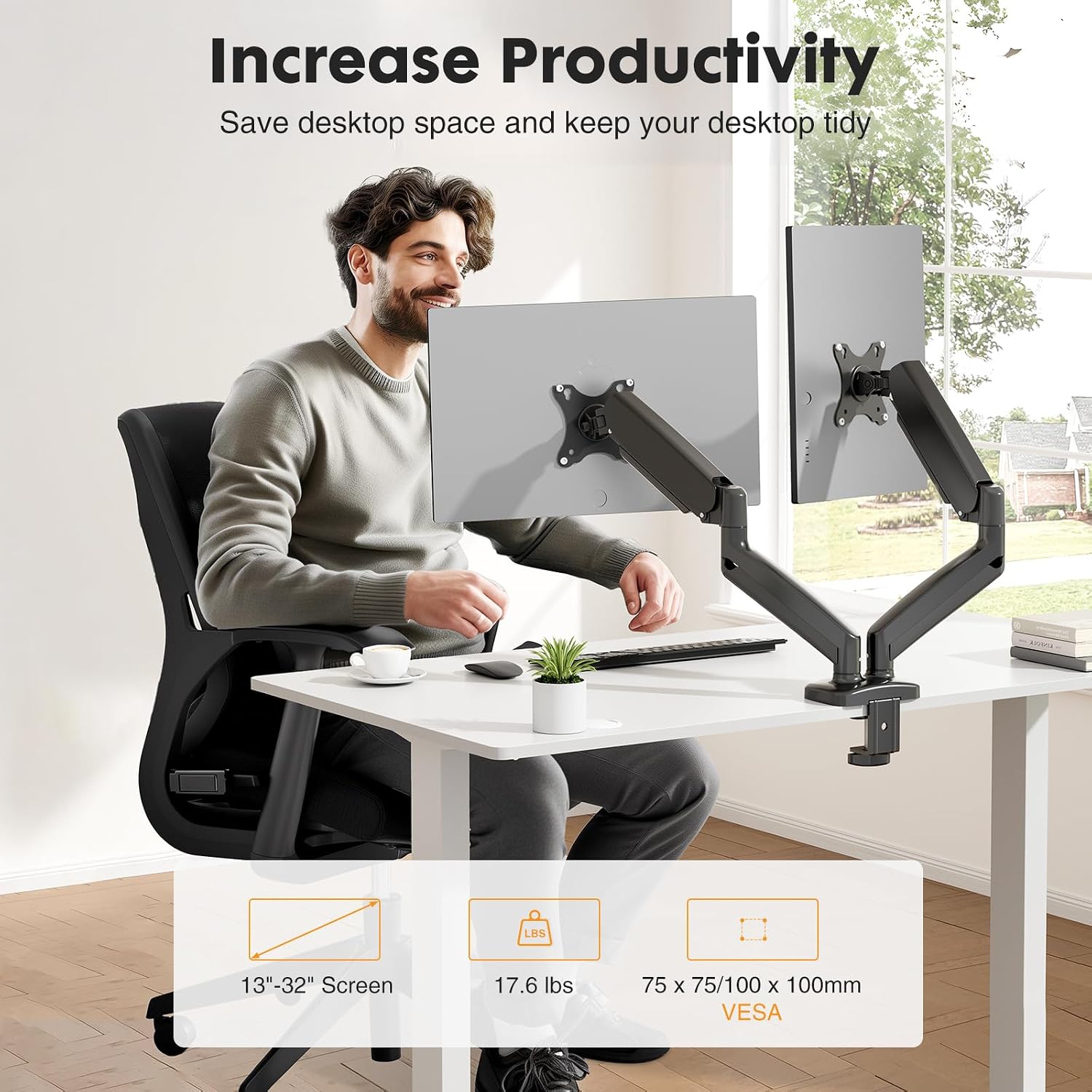 Detalle de DUMOS Dual Monitor Mount 32-Inch
