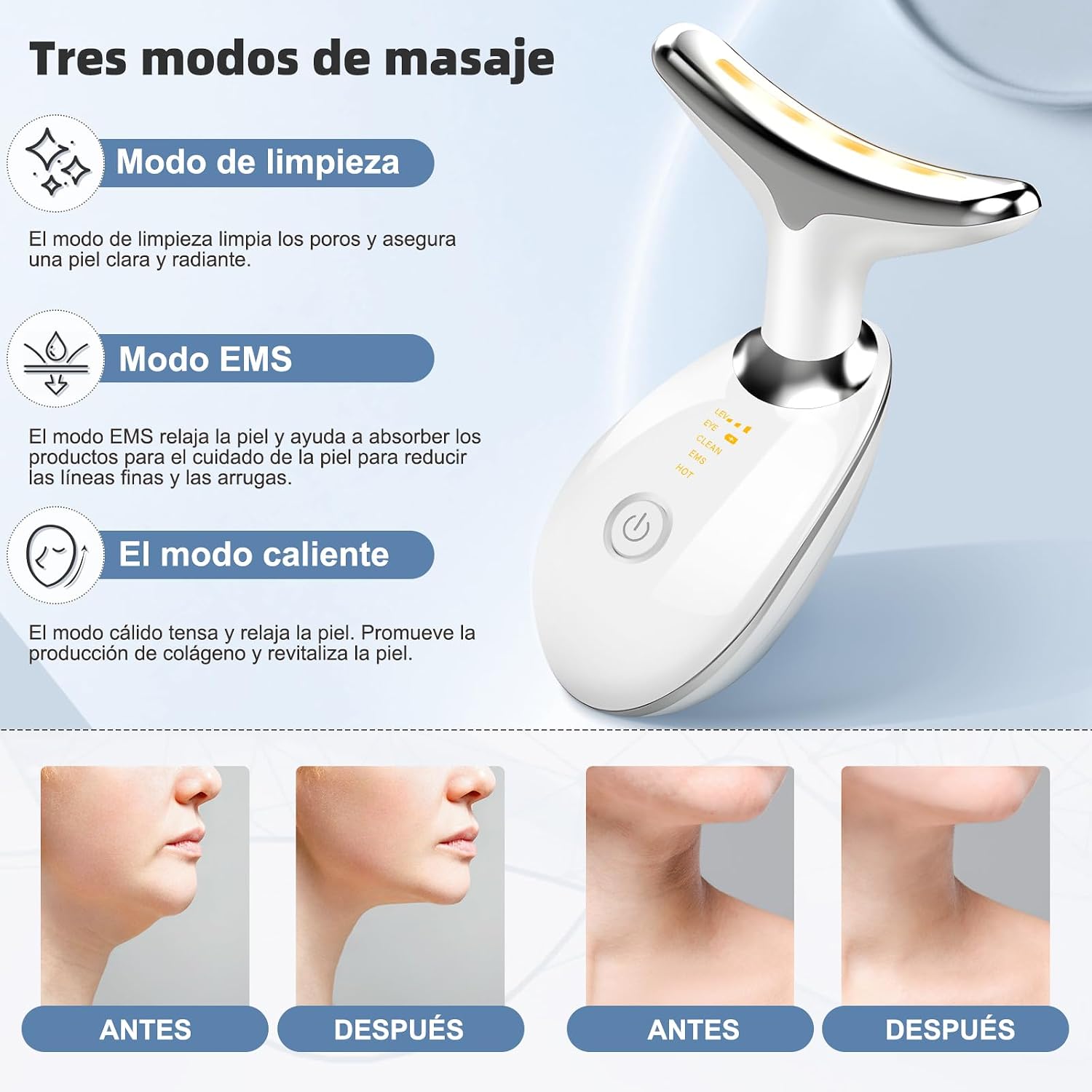 Thumbnail 6 de Massaggiatore Viso 7 Colori LED con Radiofrequenza, 3 Modalità: Pulizia, EMS e Termoterapia (45°C) – Lifting e Tonificazione