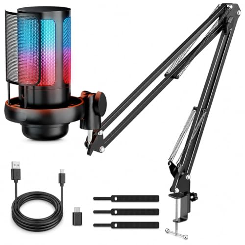 Detalle de Anykuu Micro Gaming RGB 24 Bits/192 kHz USB Microphone Condensateur