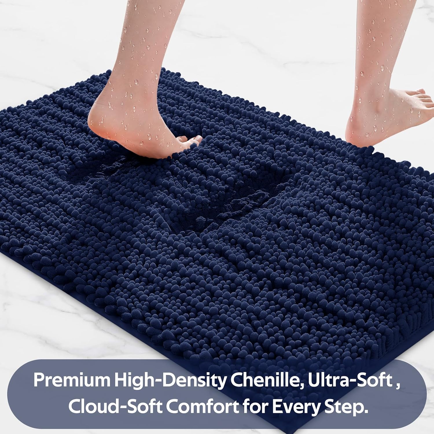 Thumbnail 2 de ACCUMTEK Upgrade Extra Large Navy Blue 3-Piece Bath Rug Set