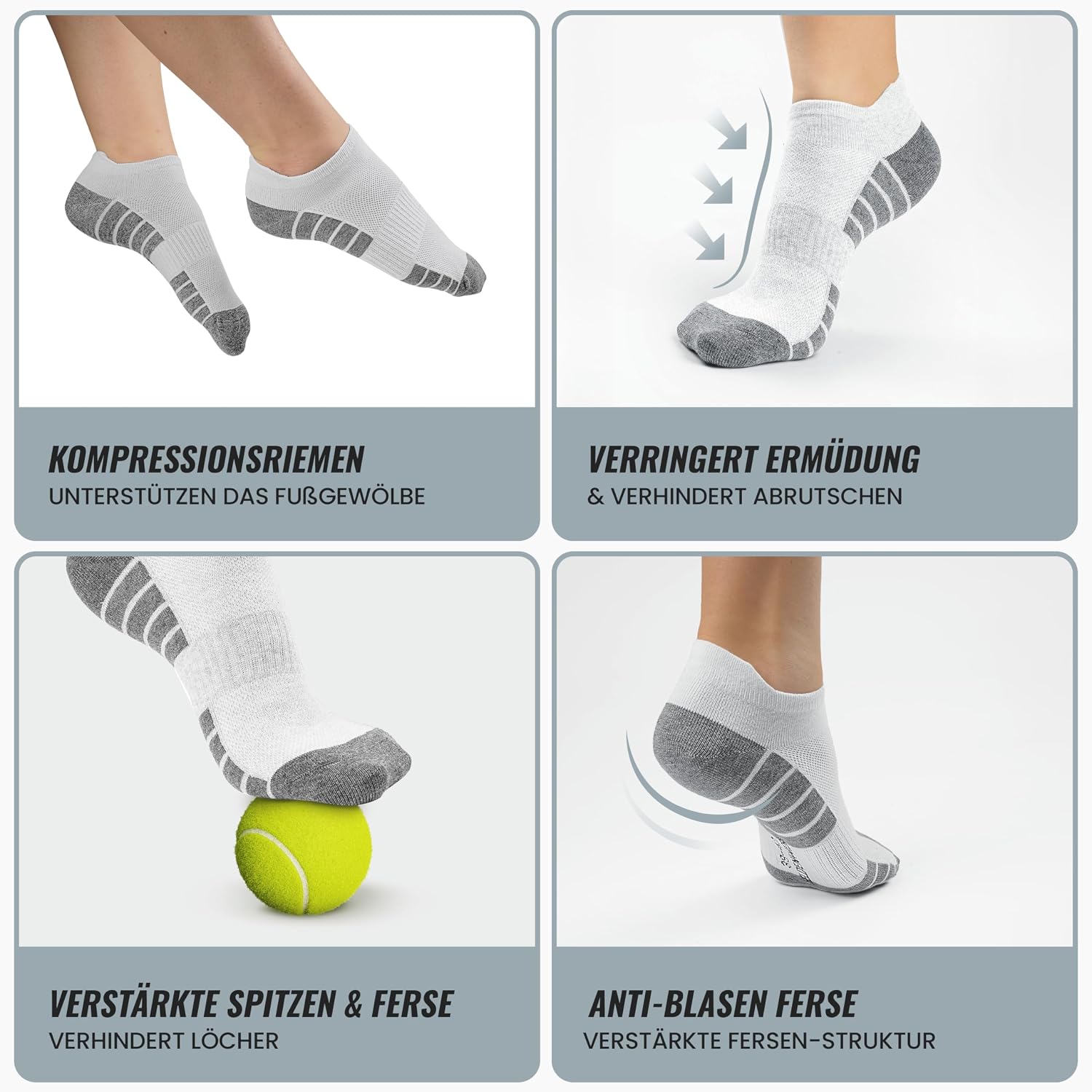 Detalle de HELDENWERK Sneaker-Socken Unisex 10 Paar – Atmungsaktive Short-Sportsocken aus Baumwolle, Anti-Blasen & Rutschfest