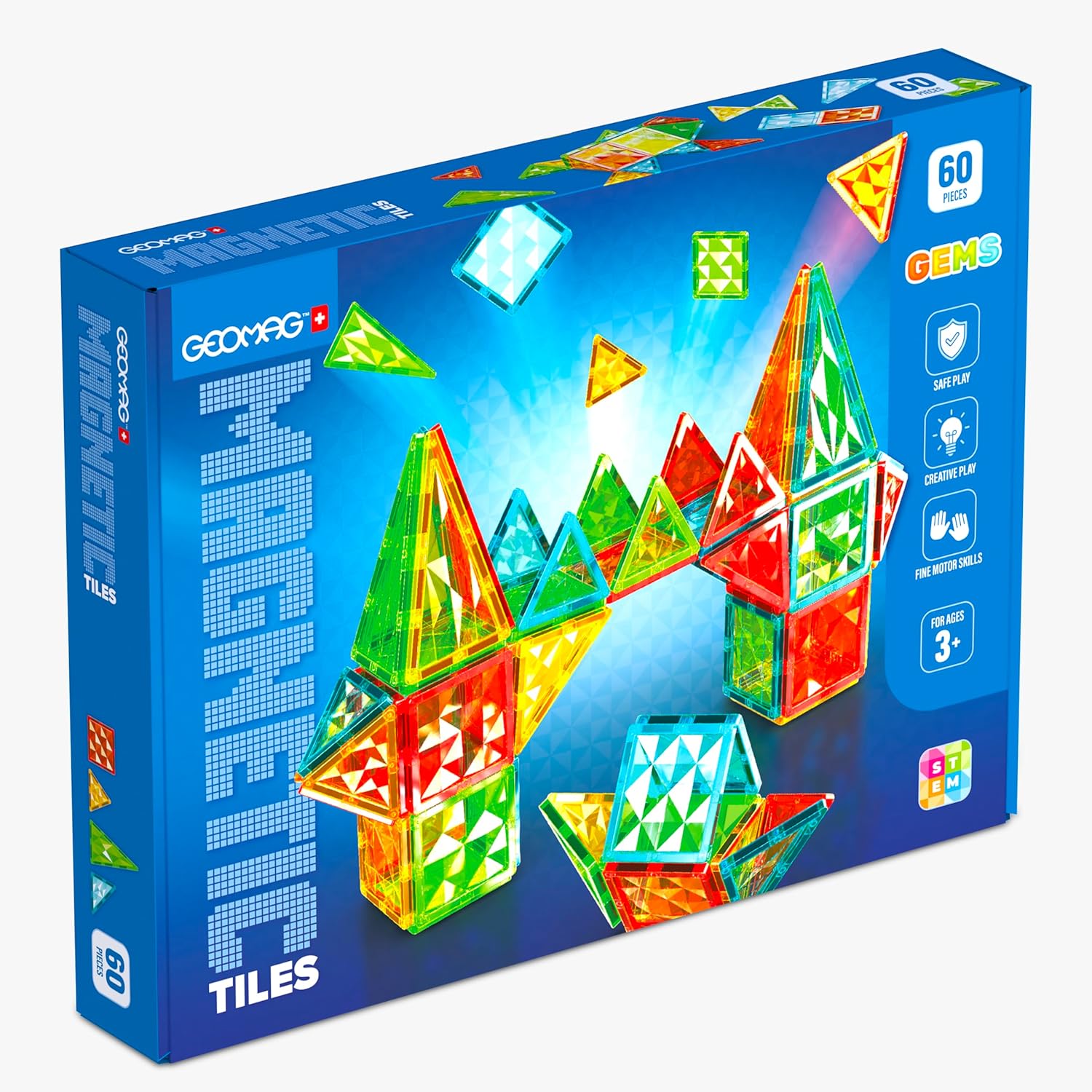 Detalle 2 de Geomag Magnetic Tiles Gems 60 : 60 cartes magnétiques pour construire et stimuler la créativité