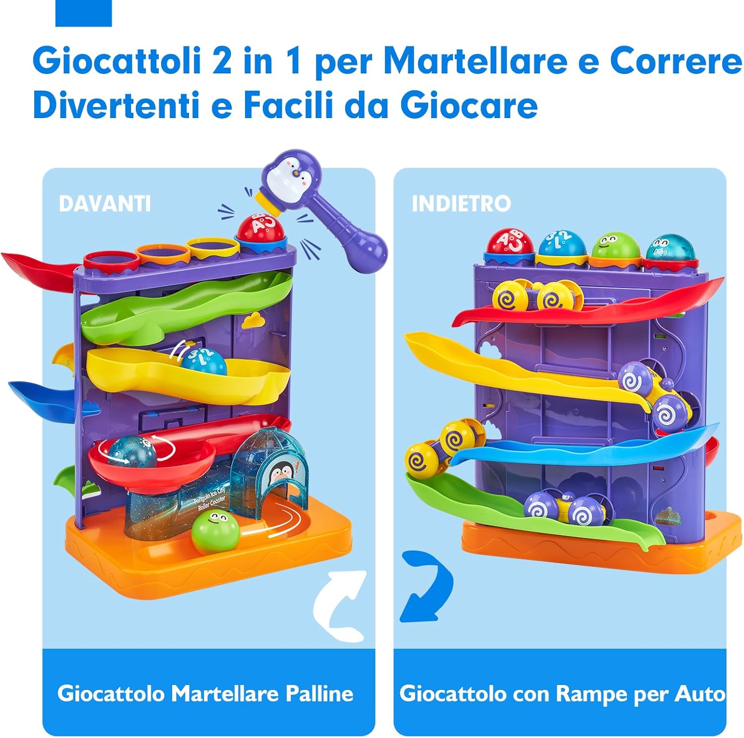 Thumbnail 1 de hahaland Giochi Bambini 1 Anno (Maschio) – Set 2 in 1 Palla Giocattolo con Rampa per Auto Pista