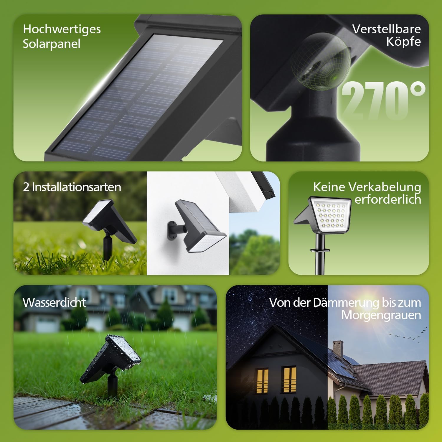 Thumbnail 1 de Philips 4er-Set Solarstrahler für außen – 28 LEDs, 3000K Warmweiß, Dämmerung bis Sonnenaufgang