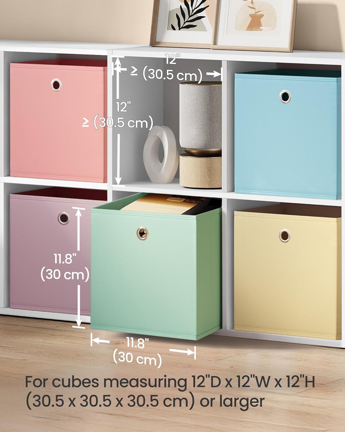 Thumbnail 6 de SONGMICS Storage Cubes, Set of 6 Collapsible Storage Boxes (30 x 30 x 30 cm) – Rainbow Fabric Bins