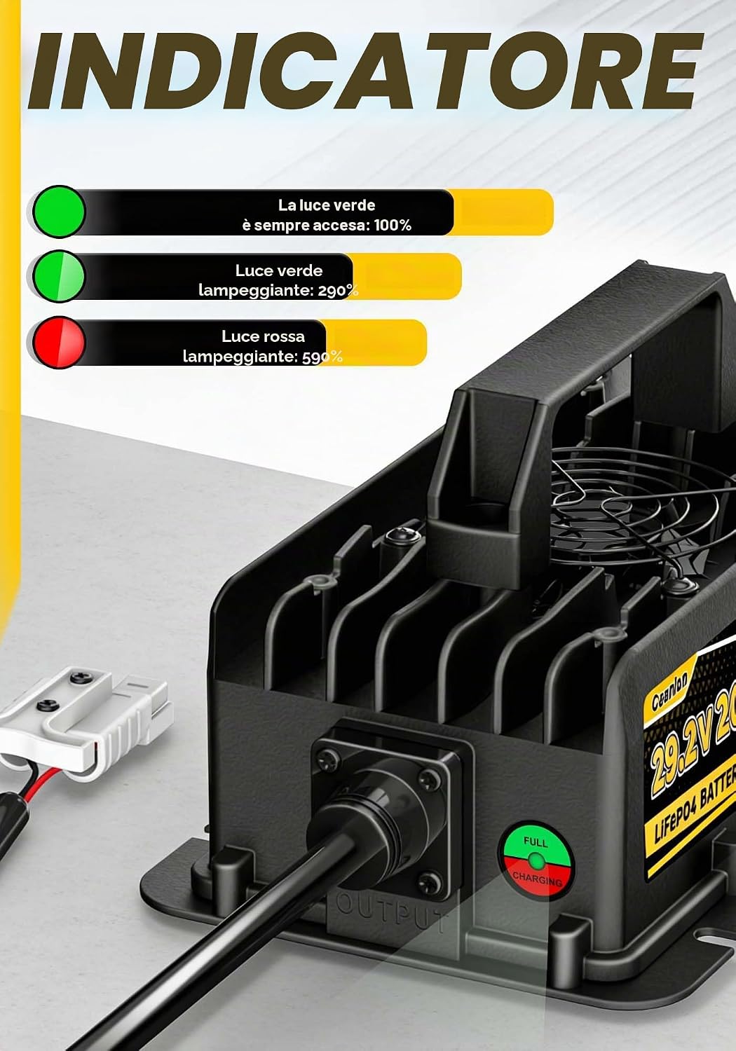 Thumbnail 6 de Caricabatterie Litio 29,2V 20A per Batterie LiFePO4 da 24V/25,6V – IP67, per Camper, Barca e Solare