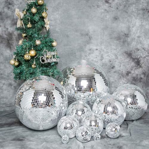 Detalle de JIIDAA Mirror Disco Ball 20cm – Hanging Silver Glitter Ball Decor