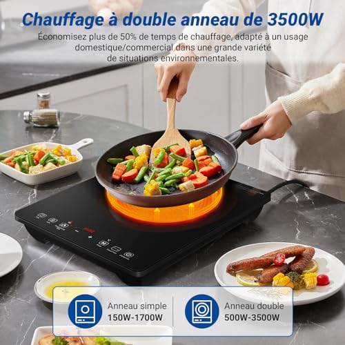 Thumbnail 2 de AMZCHEF Plaque à Induction 3500W à double anneau — contrôle précis et sécurité renforcée