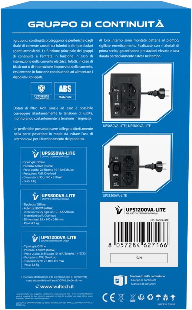 Thumbnail 6 de VulTech UPS1200VA-LITE – zasilacz awaryjny 1200 VA, 600 W z AVR