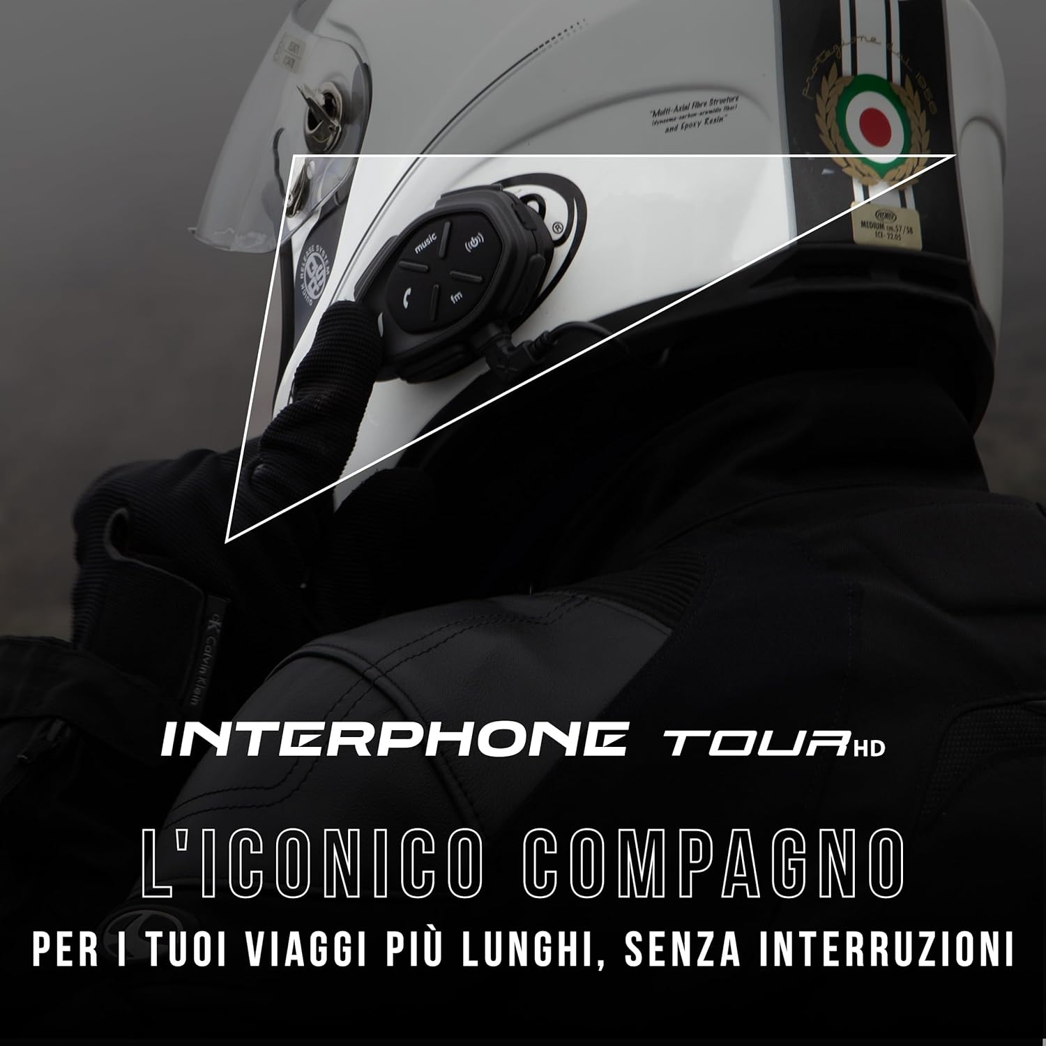 Detalle 2 de INTERPHONE TOUR HD Singolo: Interfono moto Bluetooth per casco, autonomia 25h e IP67