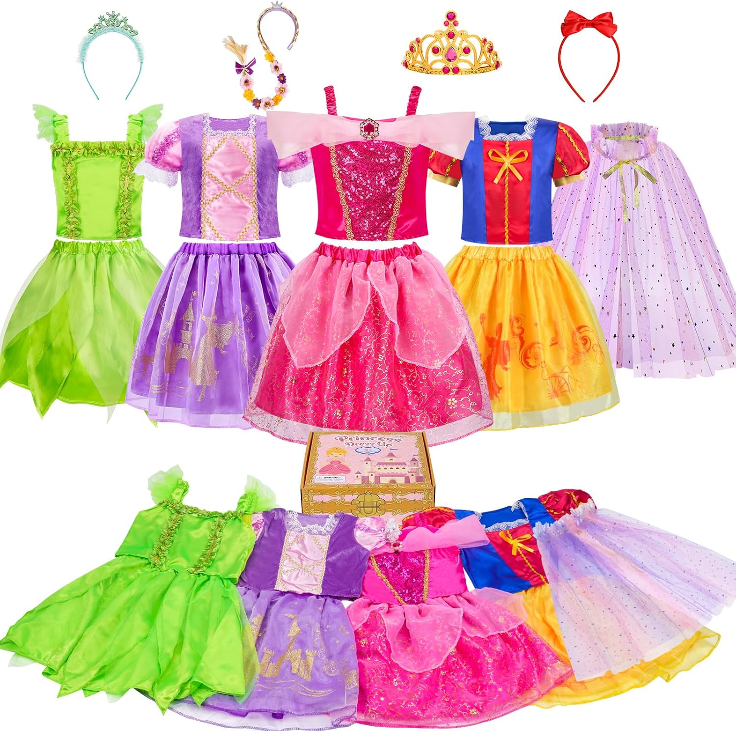 Detalle de MELAND Princess Costumes 4-Pack for Girls 3-8